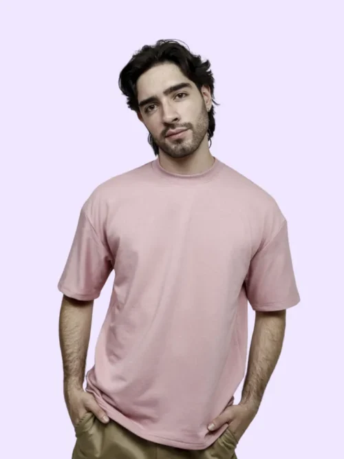 Camiseta oversize palo de rosa hombre de frente